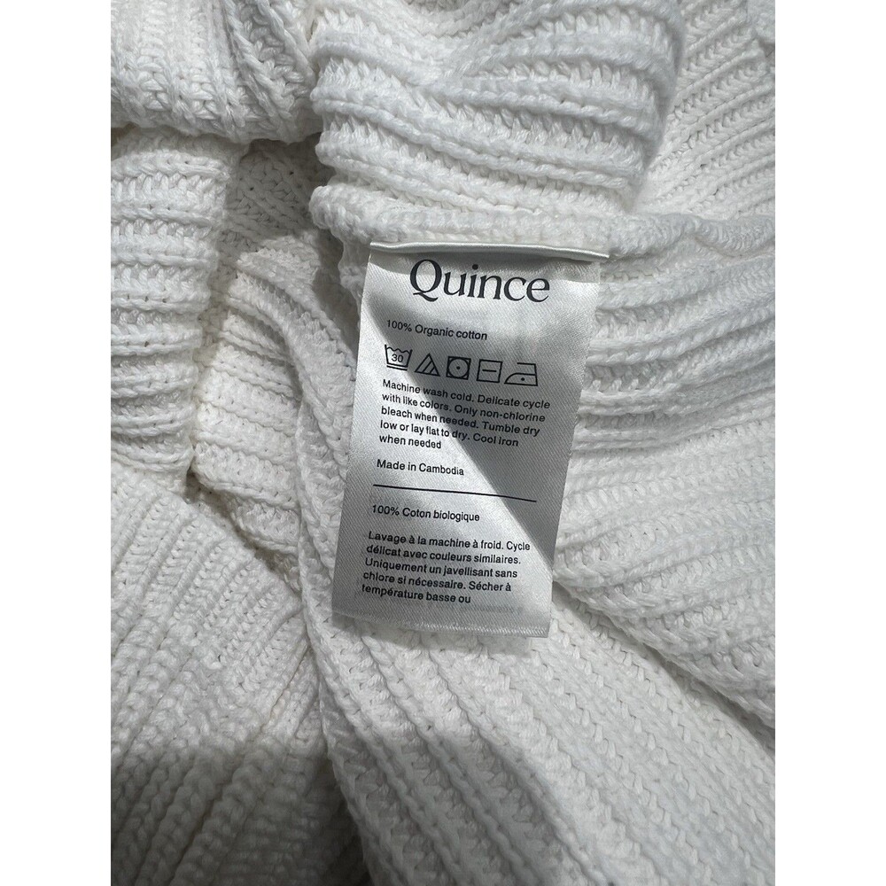 Quince 100% Organic Cotton Fisherman Crew Sweater Ivory Size L Preppy Classic - Picture 5 of 9